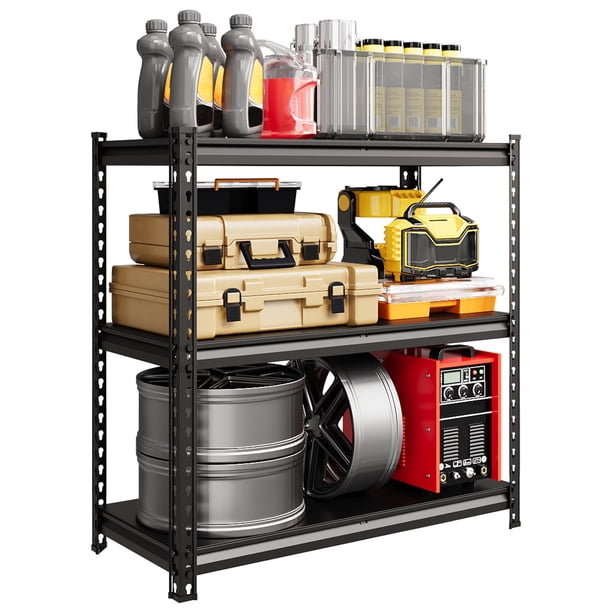 Heavy duty almacenamiento shelving unidad, carbon steel 3 niveles rack, 350kg per estante, negra matte, 90 x 40 x 91.2 cm