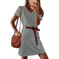 thumbnail image 5 of CIENVNSTG Women V-Neck Sampeel Dresses Sundresses Fashion Clothing Summer Casual Business Elegant Classy Work Clothes Vacation Dress 2026 Light Gray XL, 5 of 6