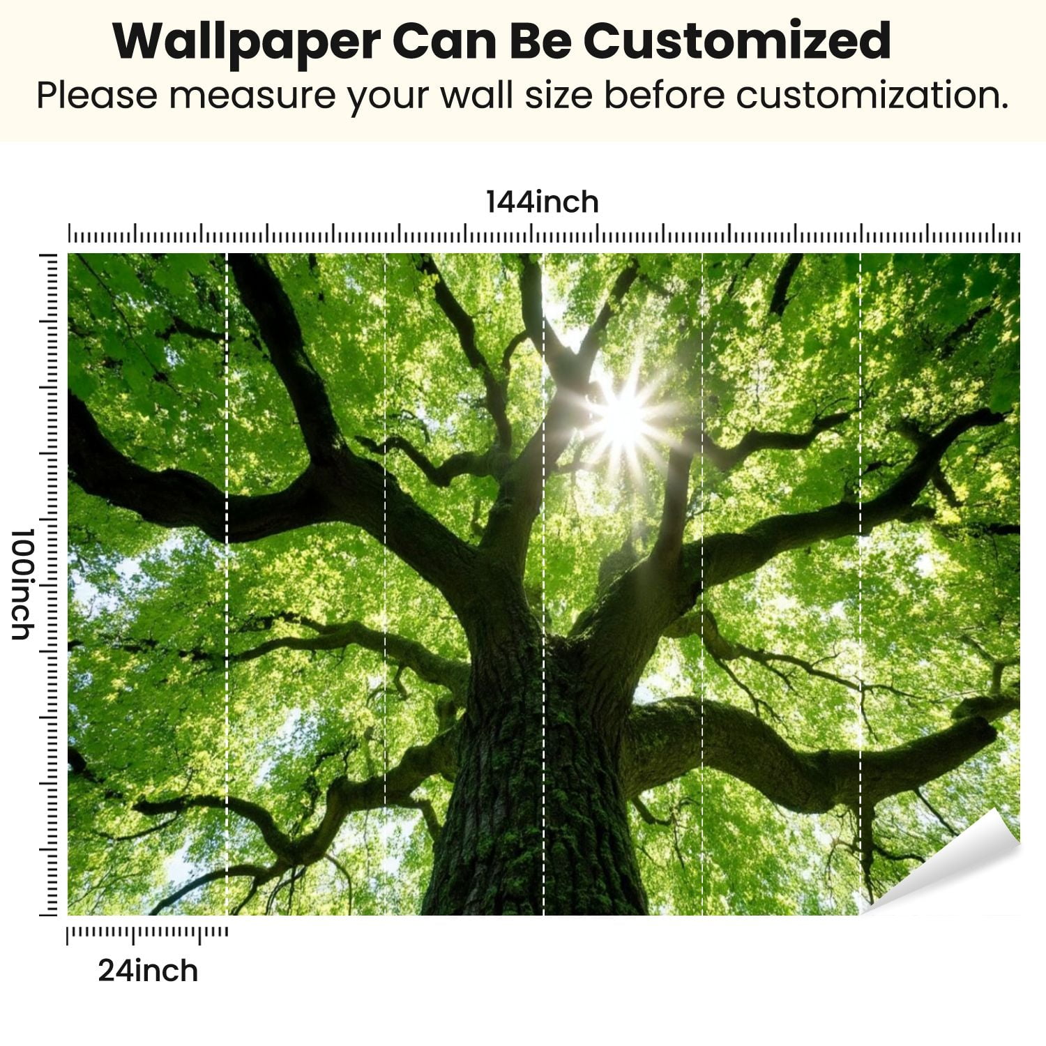 Peel and Stick Wallpaper Green Forest Decorative Large Tree Bedroom Bathroom Wall Mural Modern Art Wall Mural Decor Self Adhesive and Removable 100in x 144in