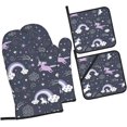 thumbnail image 2 of Cute Sea Animal Rainbow Print Oven Mitts and Pot Holders Sets 4 Piece Set Kitchen Women Men Cooking Baking Microwave Heat Resistant, 2 of 6