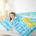 thumbnail image 5 of Manfei Cartoon Yellow Duck Full Size Comforter Sets for Child, Blue Swimming Pool Bedding Comforter Set, Kawaii Summer Animal Reversible Bedding Sets, Luxury Bedroom Decor, 3 Pieces, 5 of 9