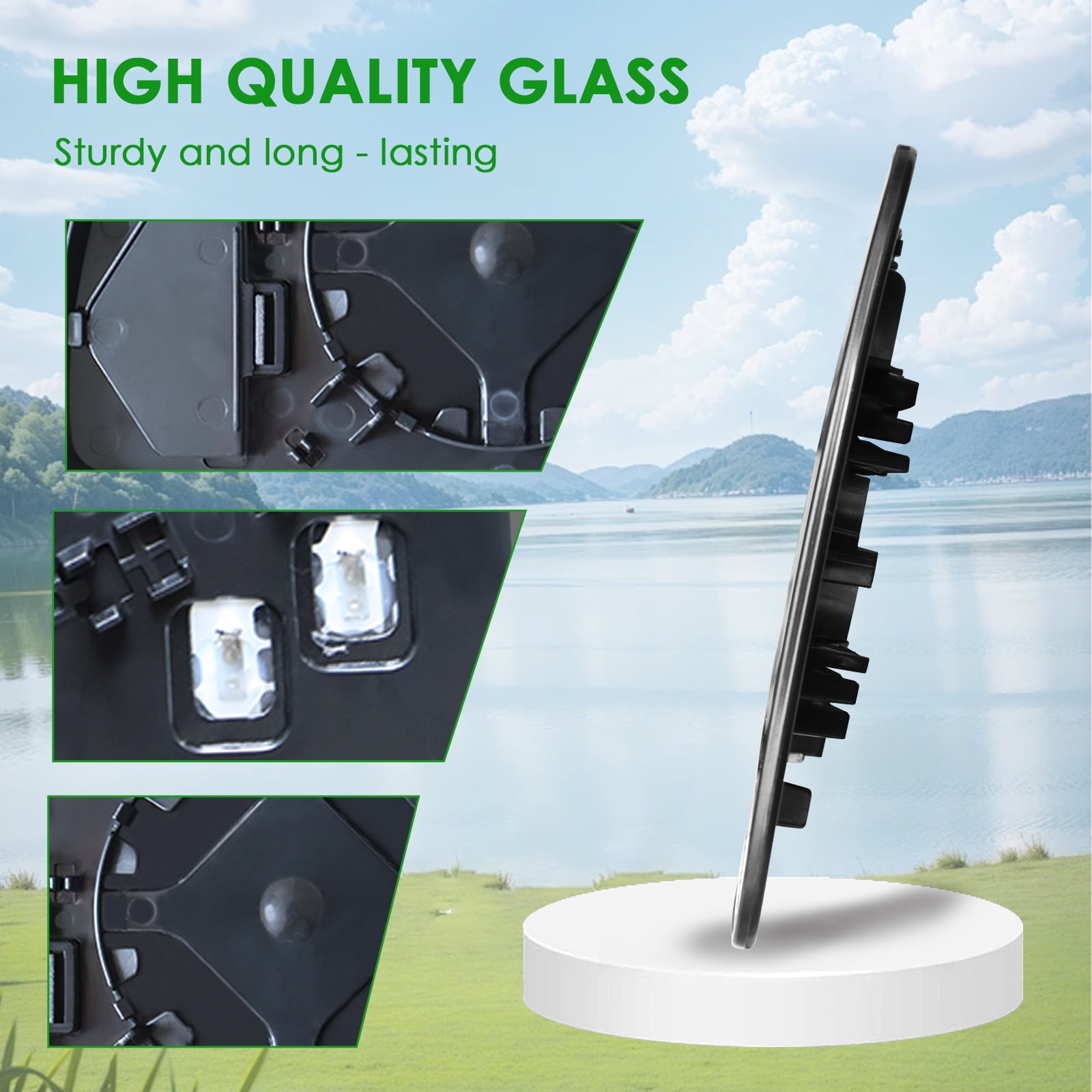 Driver Side Replacement Mirror Glass Compatible with 2013-2020 Toyota Sienna - Heated with Blind Spot Detection, w/o auto dimming, 87906-08090, LH