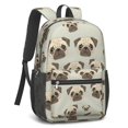 thumbnail image 2 of Pug Head Beige Pattern 17" School Backpacks for Teens,Waterproof Oxford Fabric,S-Shape Padded Straps for School,Travel,Hiking,Camping, 2 of 6