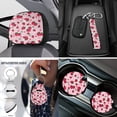 thumbnail image 4 of Uorisanigo Strawberry Flower Car Seat Cover Front & Rear Auto Seat Covers+Steering Wheel+Shoulder Strap Protector+Armrest Cover Pad+Headrest+Gear Shift & Handbrake Covers+Coasters+Key Chain, 4 of 7