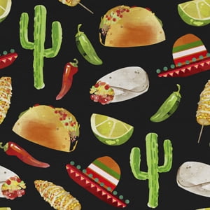 (2 pack) David Textiles Cotton Precut Fabric Tacos & Cacti Fabric 1 yd X 44"
