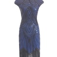 thumbnail image 2 of SWSMCLT Women's Midi Bodycon Dresses Homecoming Dress Sequin Evening Gown Fall Vintage Navy Large, 2 of 2