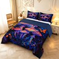 thumbnail image 2 of Homewish Fungus Plants Mushrooms Queen Comforter Set,Cute Butterfly Comforter Sets Queen,Blue Purple,Navy Blue Reversible,3-Piece,1 Comforter and 2 Pillowcases, 2 of 7