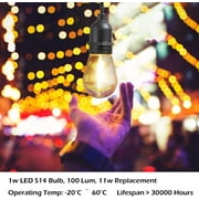 S14 LED 1 Watt (11 Watt Equivalent), String Light Bulb Replacement, Warm White (2200K) E26/Medium (Standard) Base (Set Of 24)