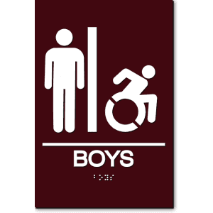

BOYS Speedy Wheelchair Restroom Sign - NY/CT-Brown / White (2 Units)