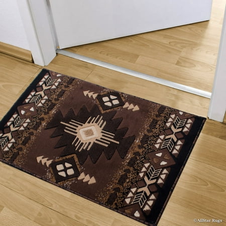 Chocolate Antique Round Rug - Allstar Chocolate Doormat Accent Rug Woven High Quality High Density Double Shot Drop-Stitch Carving (2' 0
