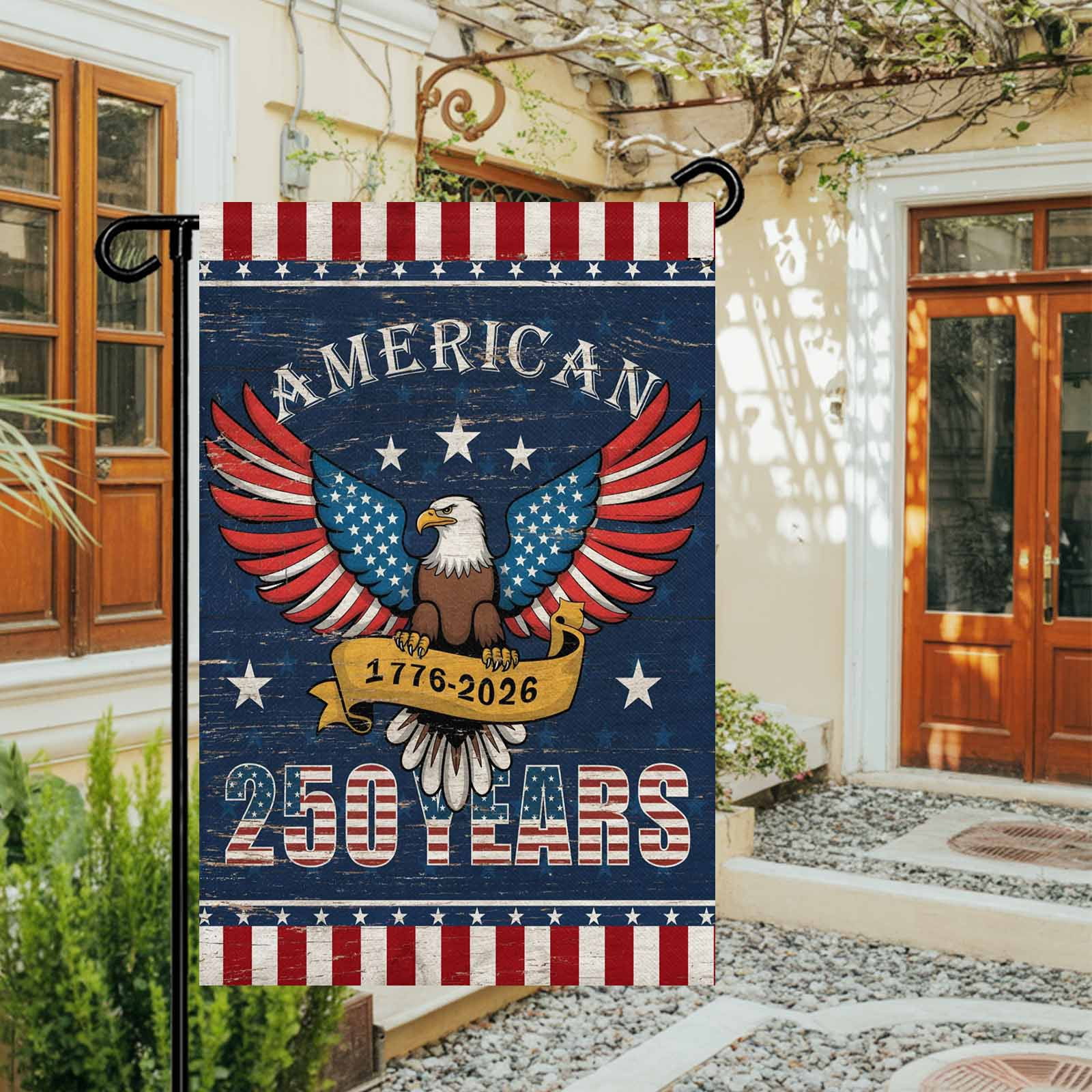 4th of July Garden Flags 250 Anniversary Eagle Garden Flag Double Sided Welcome Flag Patriotic Stars American Flag Independence Day Yard Flags for Outdoor Lawn Porch Memorial Day Decor 28x40 Inch