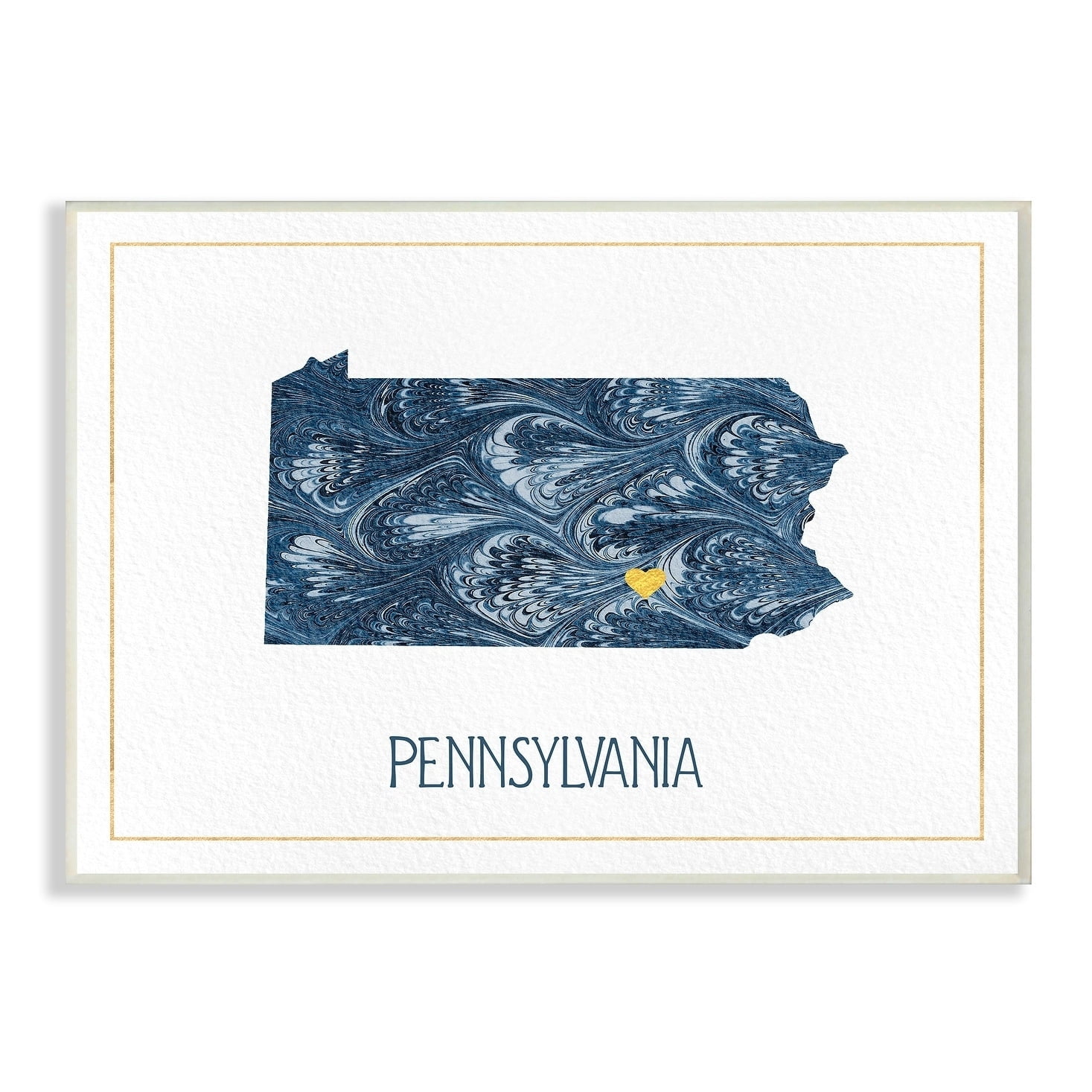 The Stupell Home Decor Pennsylvania Minimal Blue Marbled Paper Silhouette Wall Plaque Art