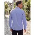 thumbnail image 3 of INSPIRE CHIC Men's Back to School Pinstripe Shirt Long Sleeve Button Down Casual Dress Shirts L Blue, 3 of 5