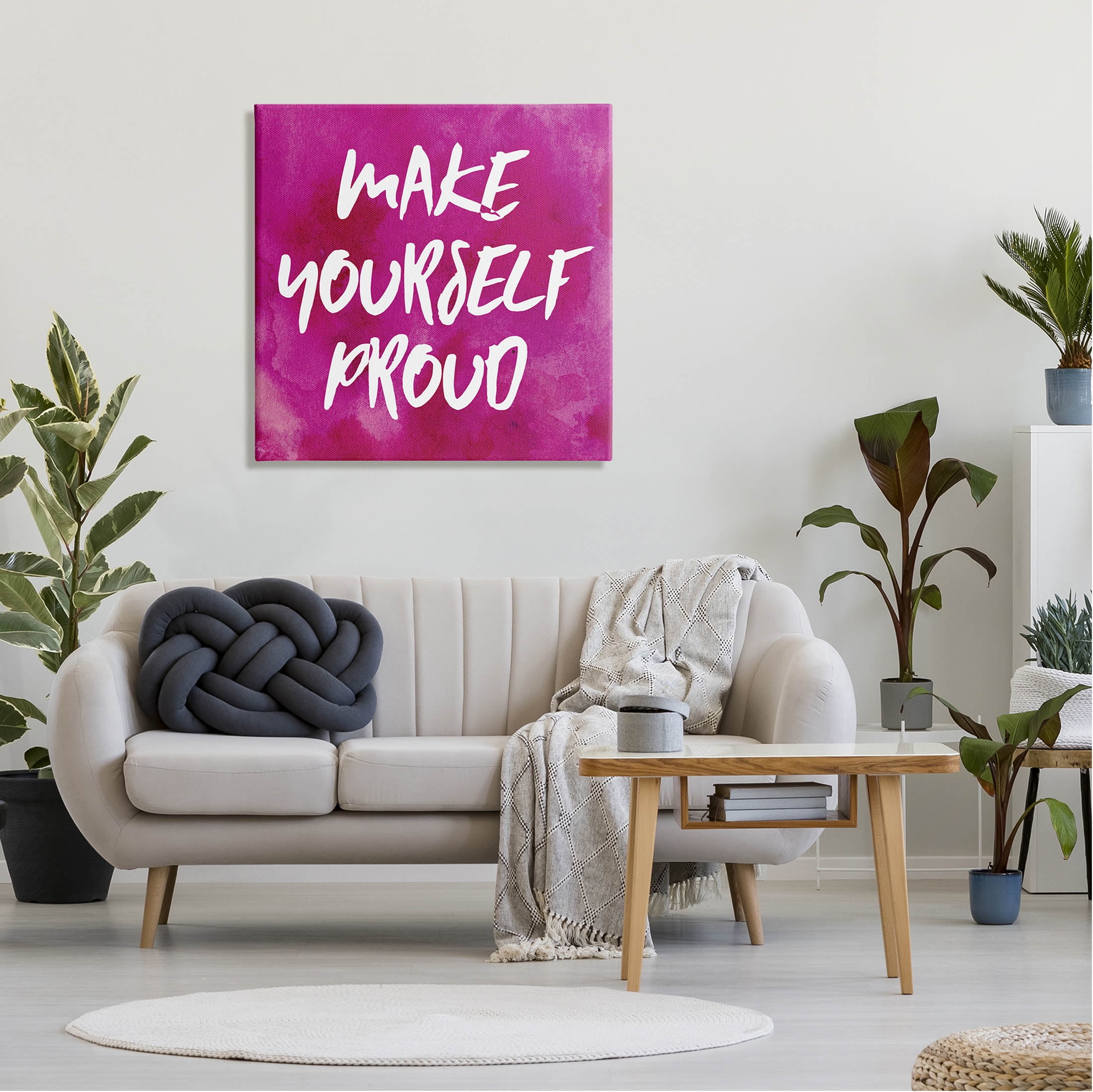 Bold Make Yourself Proud Phrase Inspirational Graphic Art Gallery Wrapped Canvas Print Wall Art