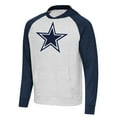 thumbnail image 2 of Men's Antigua Heather Gray/Heather Navy Dallas Cowboys Urgent Raglan Pullover Hoodie, 2 of 3