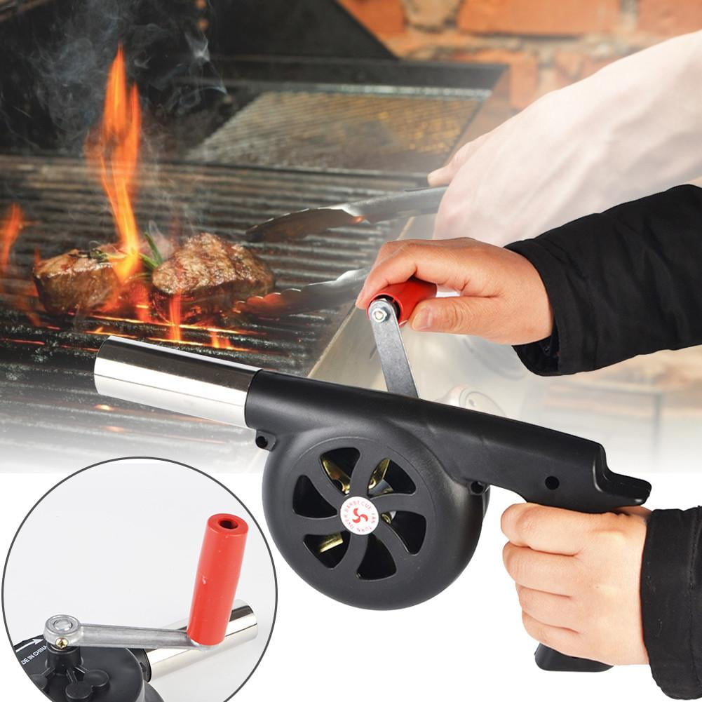 Barbecue Hand Held Fan Plastic BBQ Grill Flame Flames Air Crank Blower 