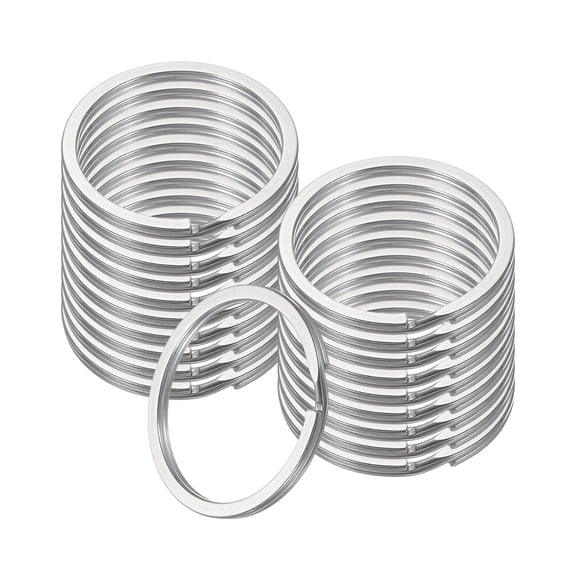 20pcs Split Keychain Rings, 35mm Round Flat Keyrings Stainless Steel Open Key Chain Ring Dog Tag Rings for DIY Keychain Craft Lanyard, 2mm Thick, Silver