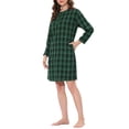 thumbnail image 4 of INSPIRE CHIC Women's Pajamas Dress with Pockets Nightshirt Plaid Lounge Sleepwear Nightgown M Green, 4 of 5
