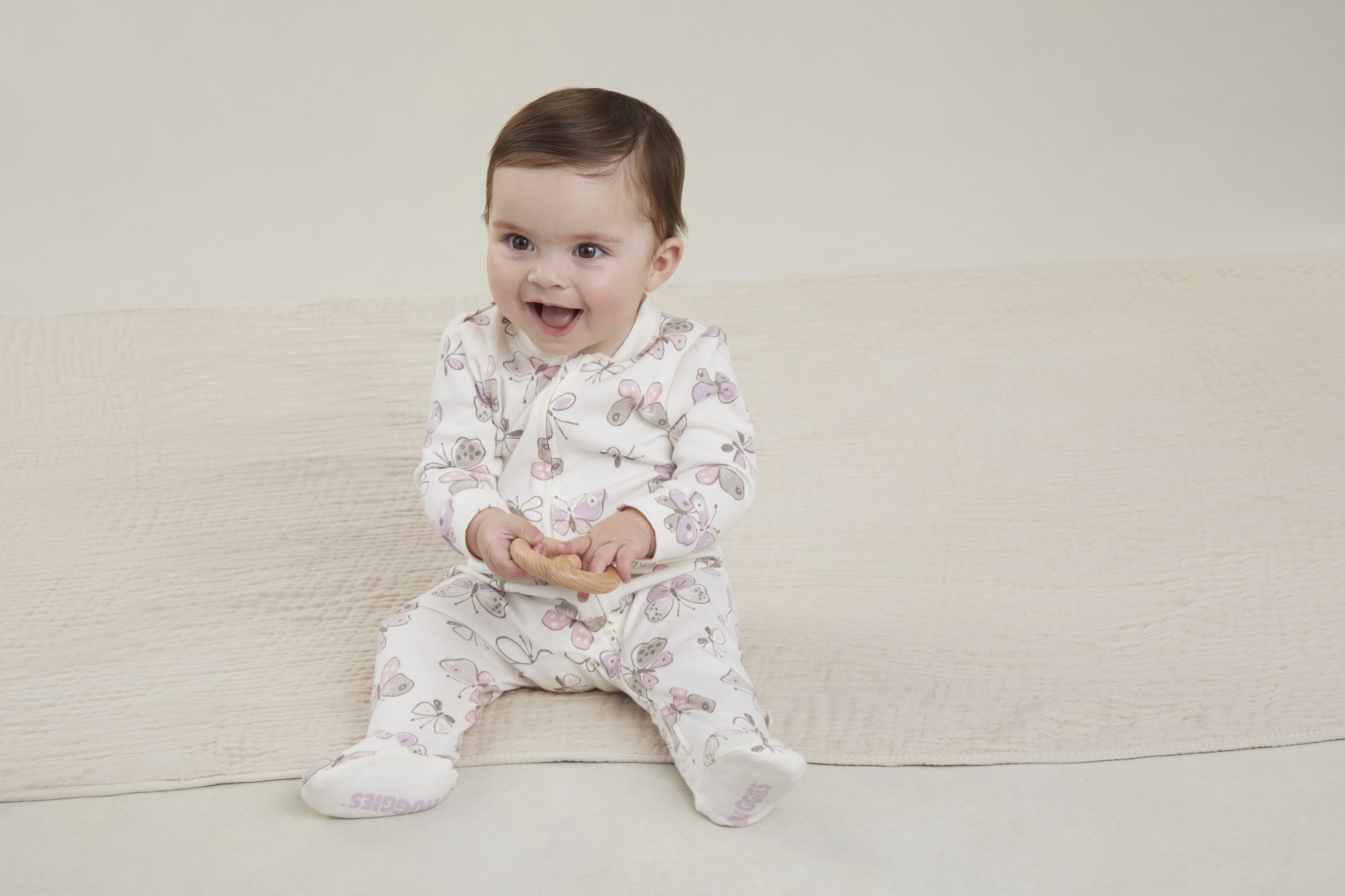 Huggies Baby Girls Butterfly Printed Organic Cotton Sleep and Play, Sizes NB-9M