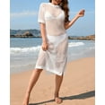 thumbnail image 3 of Women Swimsuit Cover up Bikini Short Sleeve Beach Dress Crochet Hollow Out Coverup Alsol Lamesa, 3 of 6