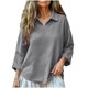 thumbnail image 1 of Tops de Manga Corta para las Mujeres de Ajuste Suelto Color Sólido 3/4 Manga Opción Blusa Verano Casual, 1 of 8