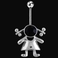 thumbnail image 3 of Piercing para el cuerpo, joyería de acero inoxidable, anillo para el vientre con diseño de niña encantadora (plateado), 1 ud., 3 of 3