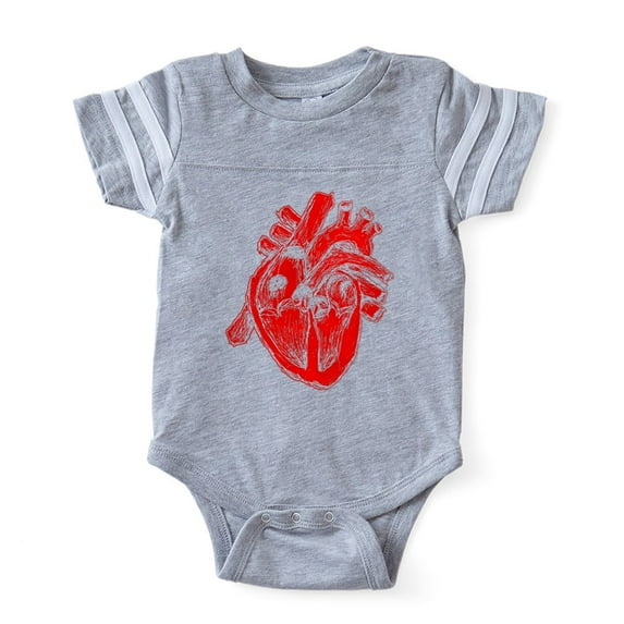 CafePress - Bl_Human Heart R - Cute Infant Baby Football Bodysuit