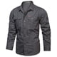 thumbnail image 1 of Camisa militar de algodón de color liso para hombre, otoño-invierno: manga larga con botones y doble bolsillo., 1 of 4