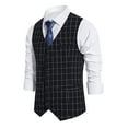 thumbnail image 2 of IROINNID Men's Sleeveless V-Neck Short Vest Stripes Leisure Four Seasons Fit Waistcoat Vest, 2 of 9
