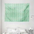 thumbnail image 1 of Mint Tapestry, Symmetrical Half Cut Squares with Triangles Retro Style Checkered Pattern, Wall Hanging for Bedroom Living Room Dorm Decor, 80W X 60L Inches, Mint and Almond Green, by Ambesonne, 1 of 2