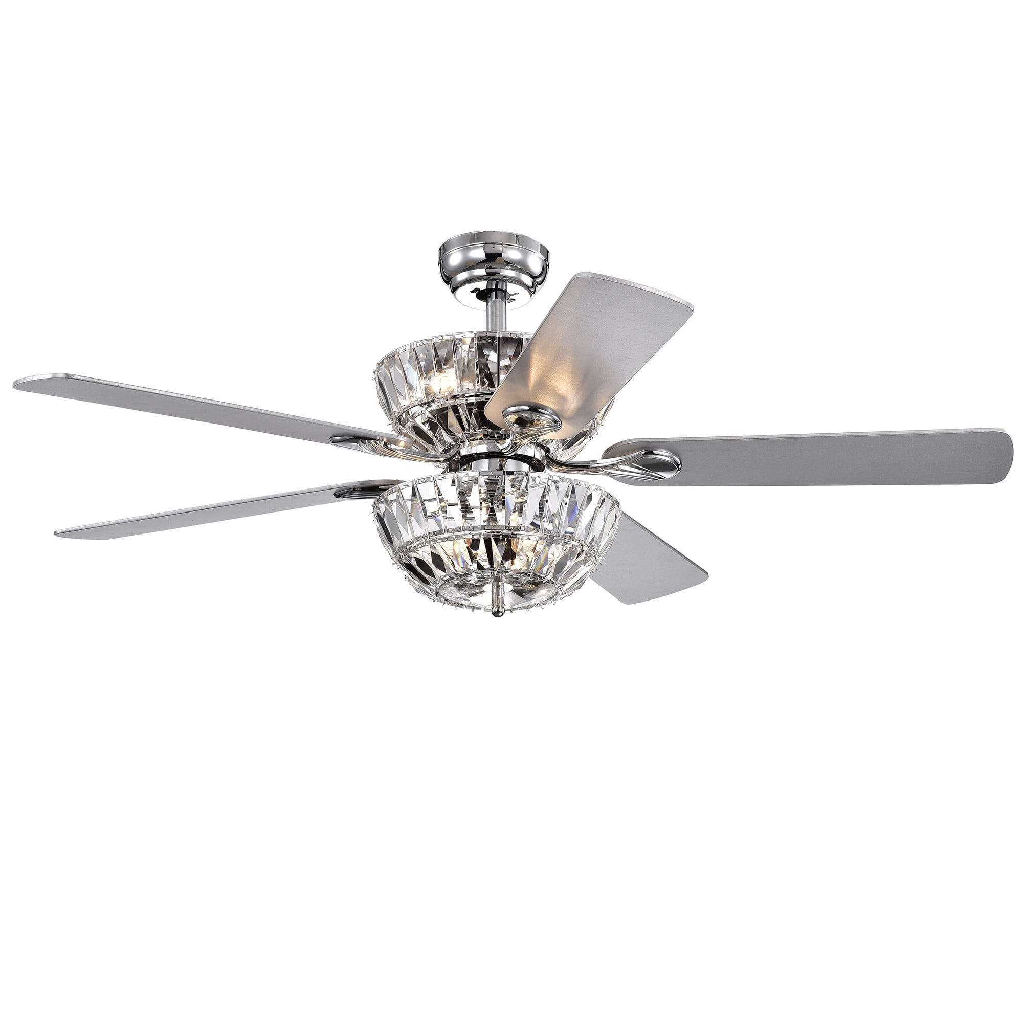 Senma Dual Lamp 52-inch 6-light Lighted Ceiling Fan with Crystal Bowl Shades (incl. Remote & 2 Color Option Blades)