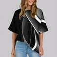 thumbnail image 2 of Pisexur Hauts d'Été pour Femmes Mode Décontractée Manches Courtes Col Rond T-Shirts Confortables Amples Surdimensionnés Imprimé Floral Blouses Hauts Mode T-Shirts Imprimés Graphiques Grande Taille Tops de Sortie P-5TG, 2 of 7