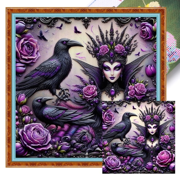 Kit Punto Cruz Queen Impreso Hilo Algodón Ecológico Bordado 11CT 40x40cm