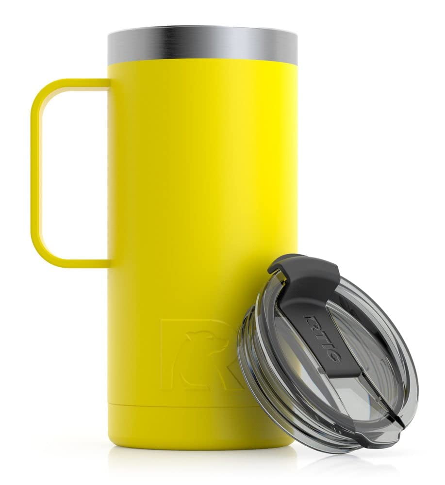 RTIC 16 oz Coffee Travel Mug with Lid and Handle, Stainless Steel