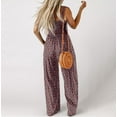 thumbnail image 4 of Yuwull Women's Casual Loose Overalls Jumpsuits One Piece Sleeveless Printed Wide Leg Long Pant Rompers With Pockets, 4 of 6