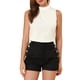 thumbnail image 1 of INSPIRAR CHIC Blusa sin mangas con cuello alto y volantes para mujer XS Blanca, 1 of 8