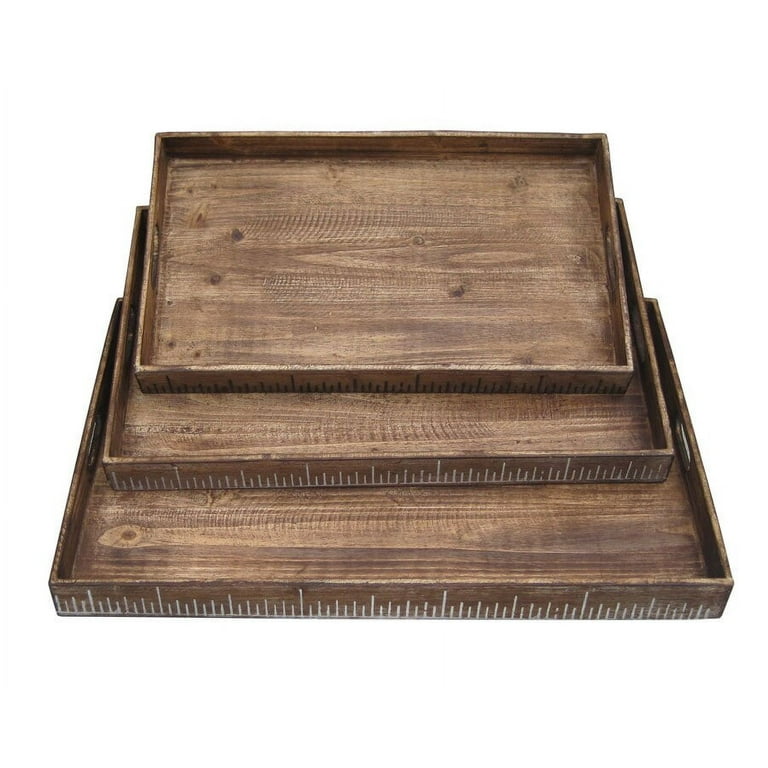 19 X 12 Brown Wood Tray Set 19 X 12 Brown Wood Tray Set