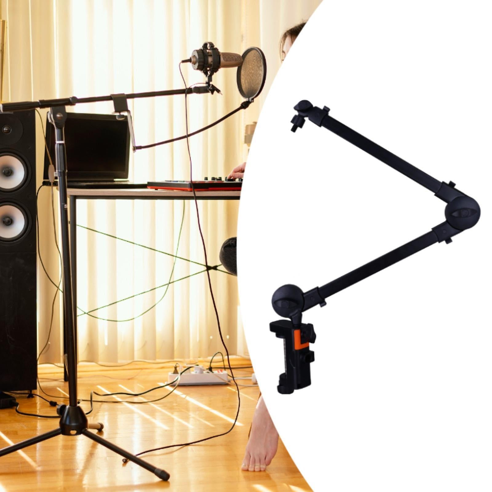 MERIGLARE Microphone Arm Mic Holder Easily Install Professional Heavy Duty Adjustable for Studio Video Gaming Podcasting Accessory without clip