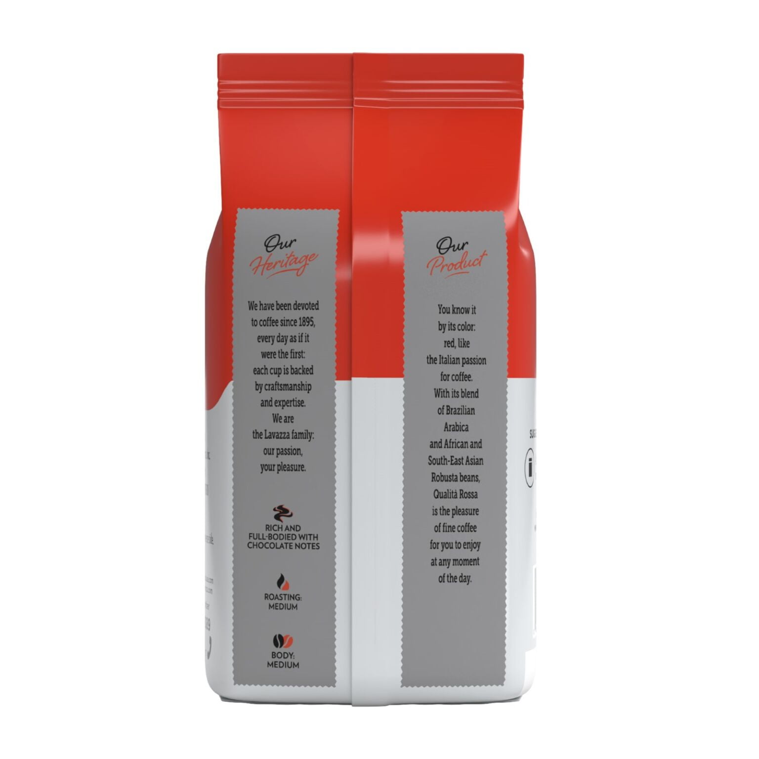 Lavazza Qualità Rossa Whole Bean Coffee, Medium Roast, Arabica and Robusta Blend, 2.2 lb Bag