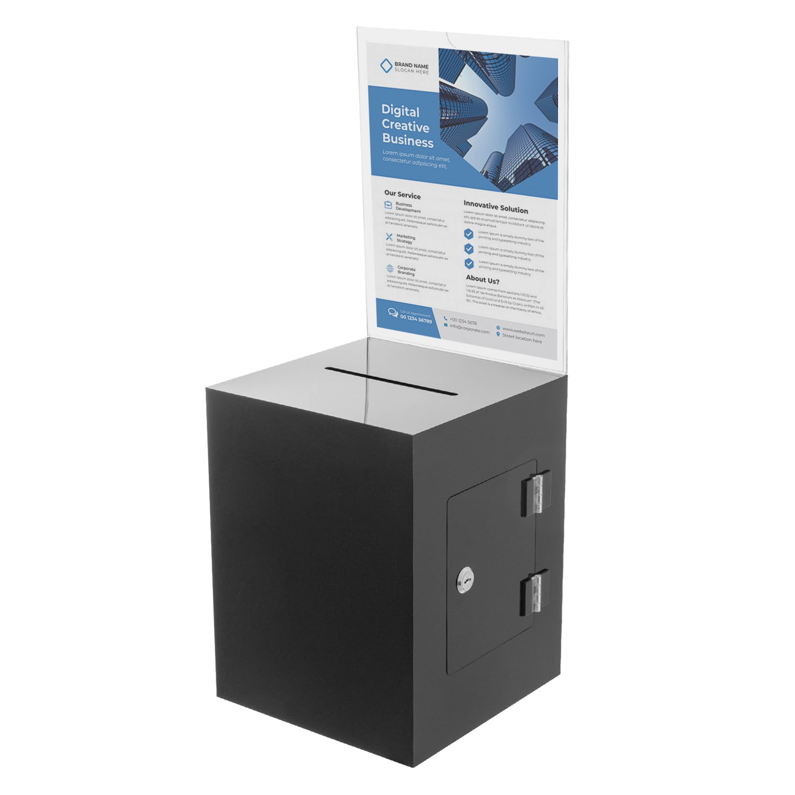 Acrylic Charity Donation Ballot Box Acrylic Suggestion Box with Lock and Sign Plate,Fundraising Coin collection Tip Box with 2 Keys, 11" H x 8.5" W x 8.5"L