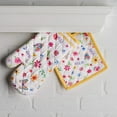 thumbnail image 3 of Maison d' Hermine Happy Florals - Sweety 100% Cotton Easter Set of Oven Mitt (7.5 Inch by 13 Inch) and Pot Holder (8 Inch by 8 Inch) for BBQ | Cooking | Baking | Grilling | Barbecue | Spring/Summer, 3 of 5