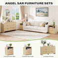 thumbnail image 6 of HoopieHome Modern 55 Inch 6-Drawer Fluted Double Dresser with Arched Tabletop, Wave Design, Gold Handles, Natural Wood, 6 of 7