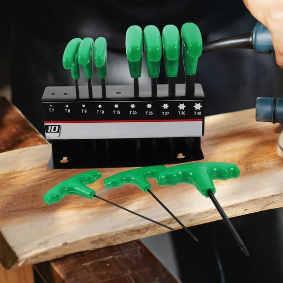 MEIBUTYUP Green Steel T-Handle Screwdriver Set Lightweight Hand Tools for Home Repair and Projects