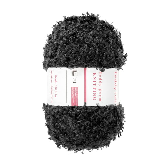 Fur Yarn Soft Fluffy Chunky Yarn Fuzzy Eyelash Yarn Black for Crocheting - 55Yard/50m, 3.44ozx1