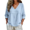 thumbnail image 5 of Womens Floral Babydoll Tops，Women'S Print T Shirt Beach Vacation Blouses Boho Floral Tops 3/4 Puff Sleeve Pleated Blouse Peasant Blouses Peplum Tops For Women Lace 3/4 Sleeve Flowy Tunic XL, 5 of 8