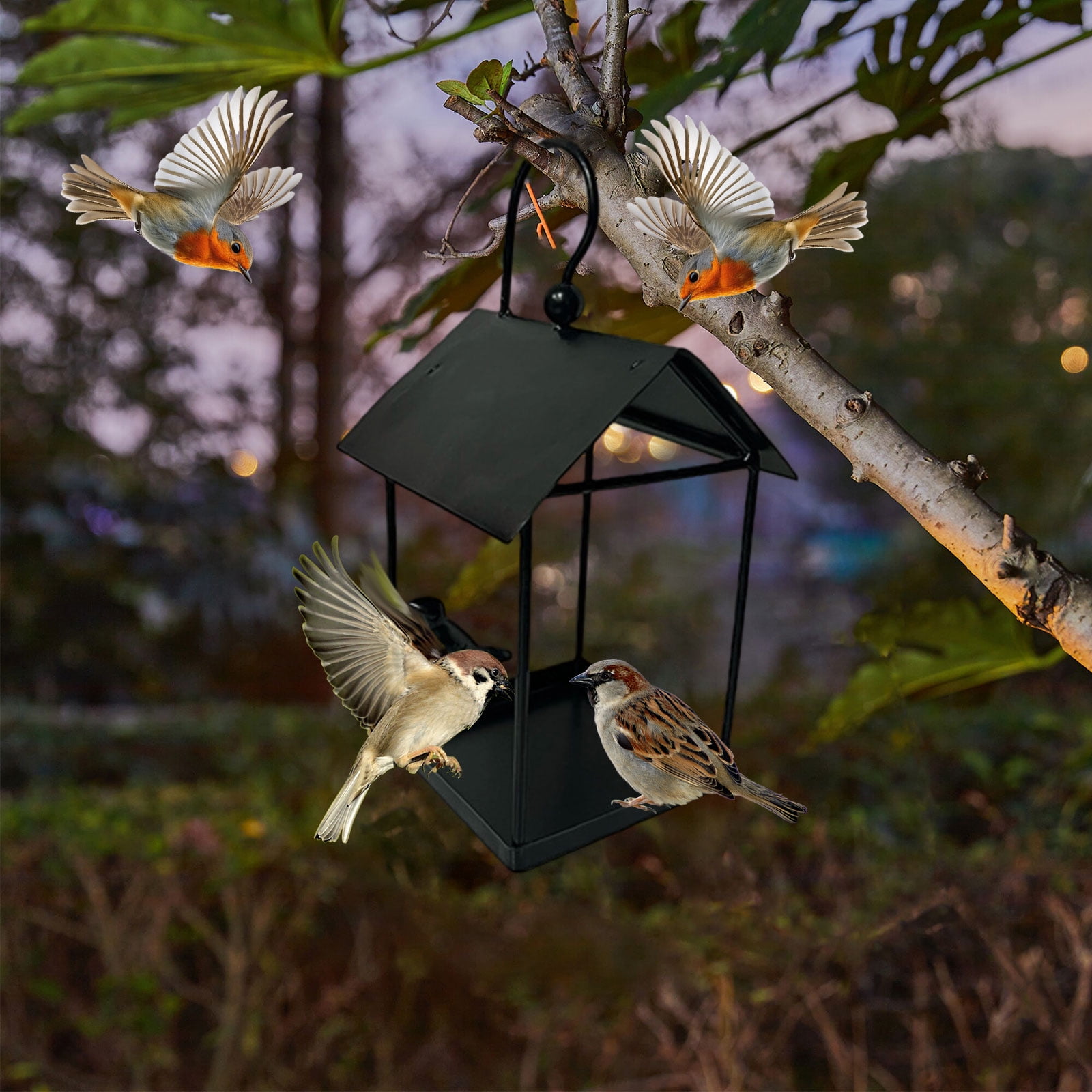 Bird Feeder, Metal House Shape Wild Bird Feeding Station, Outdoor Garden Yard Decor For Attracting Sparrows Finches Blackbirds (1Pc)