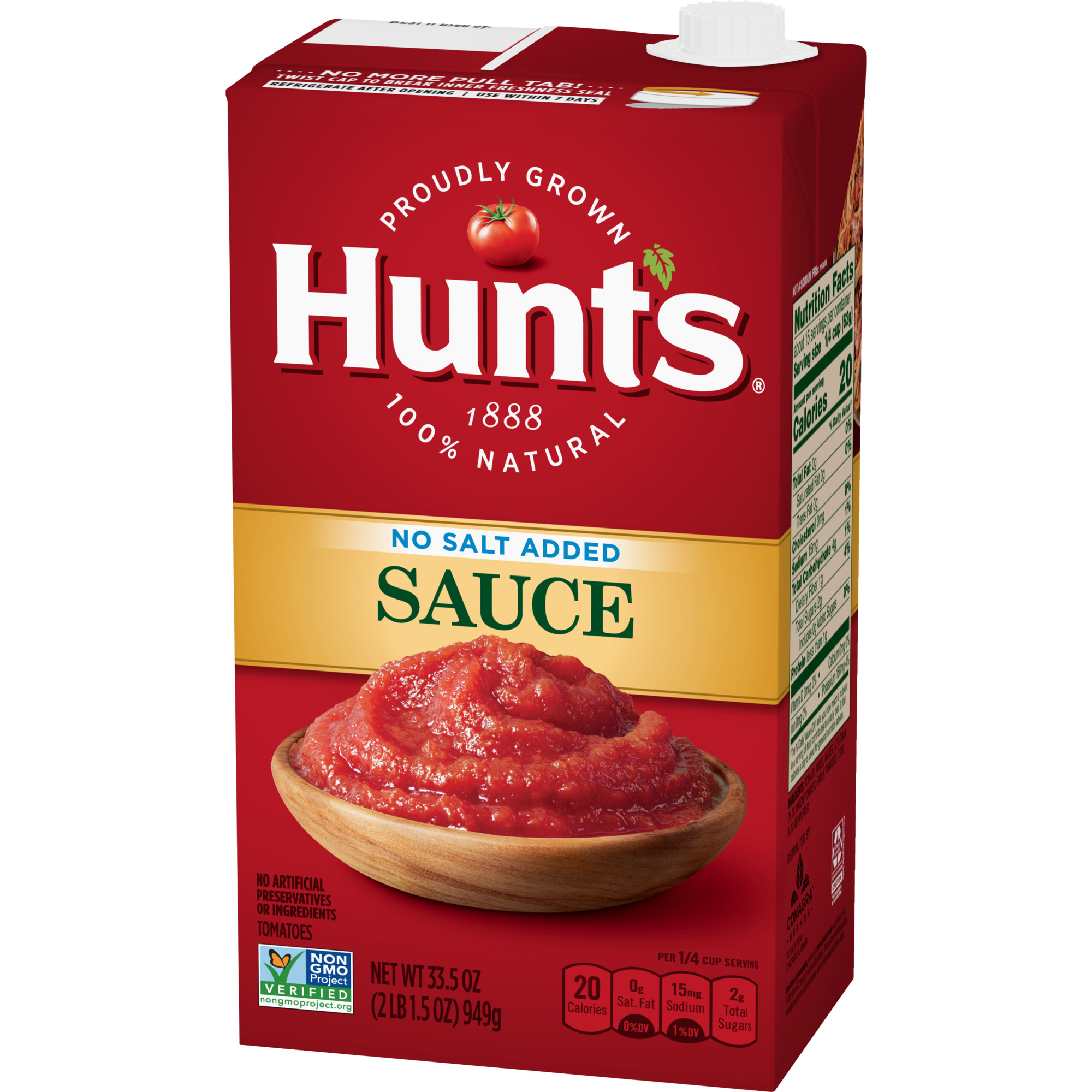 Hunt's No Salt Added Tomato Sauce, 33.5 oz Can - image 4 of 7
