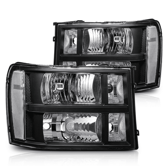 Magshion Headlights Assembly Headlamps Replacement for 2007-2014 GMC Sierra Pickup, Black Housing Clear Lens Clear Corner