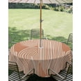 thumbnail image 3 of Outdoor Tablecloth with Umbrella Hole Zipper Line Texture Round Tablecloth 60" Waterproof Outside Table Cloth Orange Abstract Art Retro Patio Table Cover Tablecloths for Picnic Party, 3 of 8