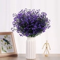 thumbnail image 4 of Artificial Greenery, Plastic Plants Fake Bell Grass Flowers Lifelike Patio Yard Corridor Indoor Outdoor Home Garden Balcony Party Pot Planter Filler Table Arrangement Decoration Purple 4 pcs, 4 of 5